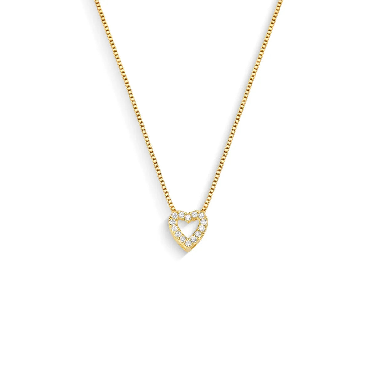 Colar Coração Cravejado Banhado a Ouro 18K