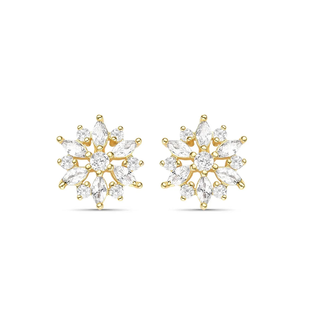 Brinco Flor de Zircônias Banhado a Ouro 18K