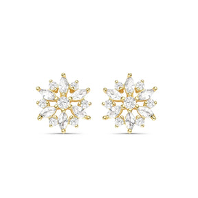 Brinco Flor de Zircônias Banhado a Ouro 18K