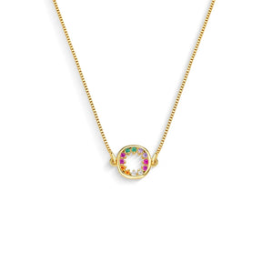 Colar com Zircônias Coloridas Banhado a Ouro 18K