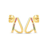 Brinco Coração com Zircônias Coloridas Banhado a Ouro 18K