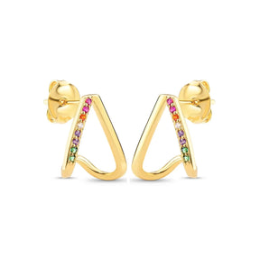 Brinco Coração com Zircônias Coloridas Banhado a Ouro 18K