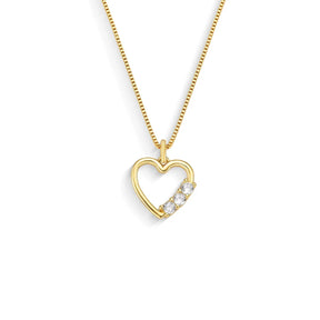 Colar Coração com Zircônias Banhado a Ouro 18K