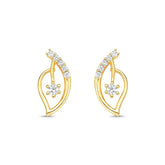 Brinco Folha com Zircônia Central Banhado a Ouro 18K