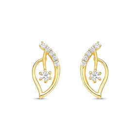 Brinco Folha com Zircônia Central Banhado a Ouro 18K