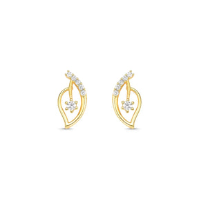 Brinco Folha com Zircônia Central Banhado a Ouro 18K