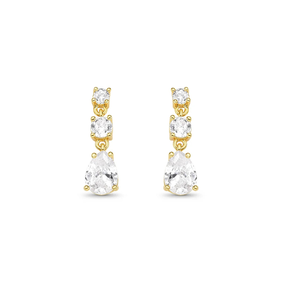 Brinco Gotas de Zircônias Banhado a Ouro 18K