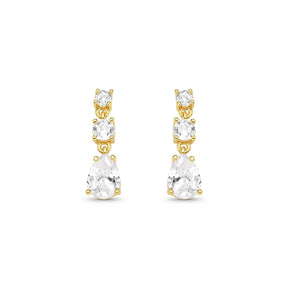 Brinco Gotas de Zircônias Banhado a Ouro 18K