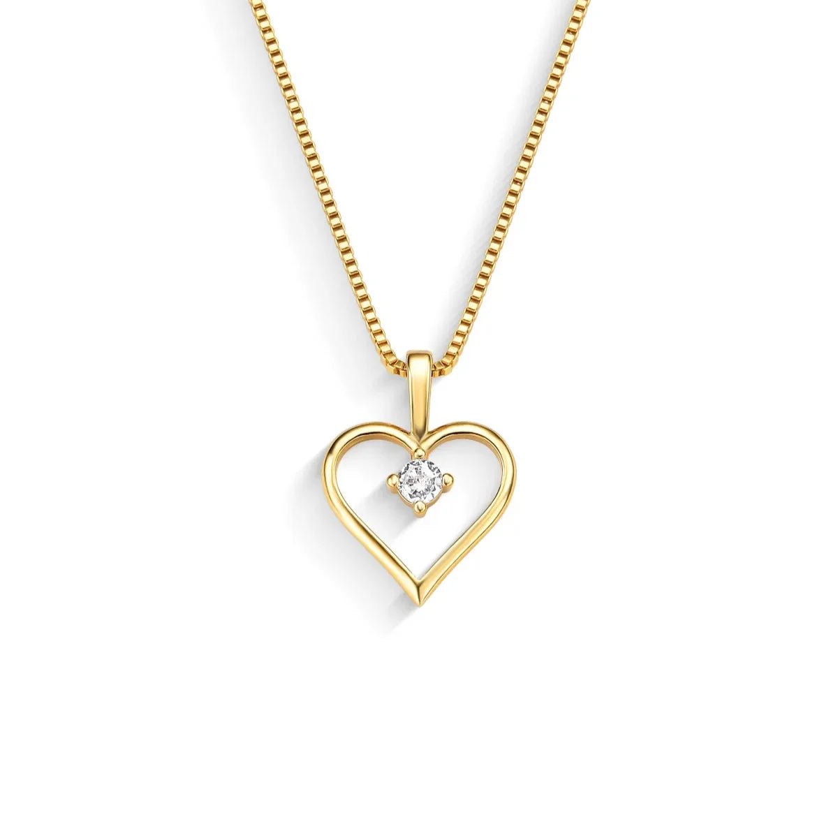 Colar Coração com Zircônia Banhado a Ouro 18K