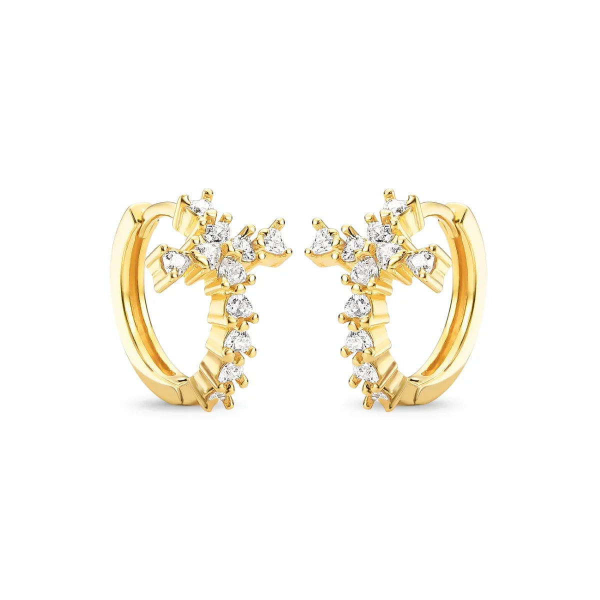 Brinco Cruz Cravejado Banhado a Ouro 18K