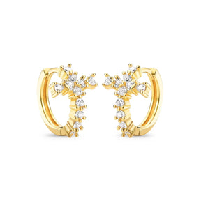 Brinco Cruz Cravejado Banhado a Ouro 18K