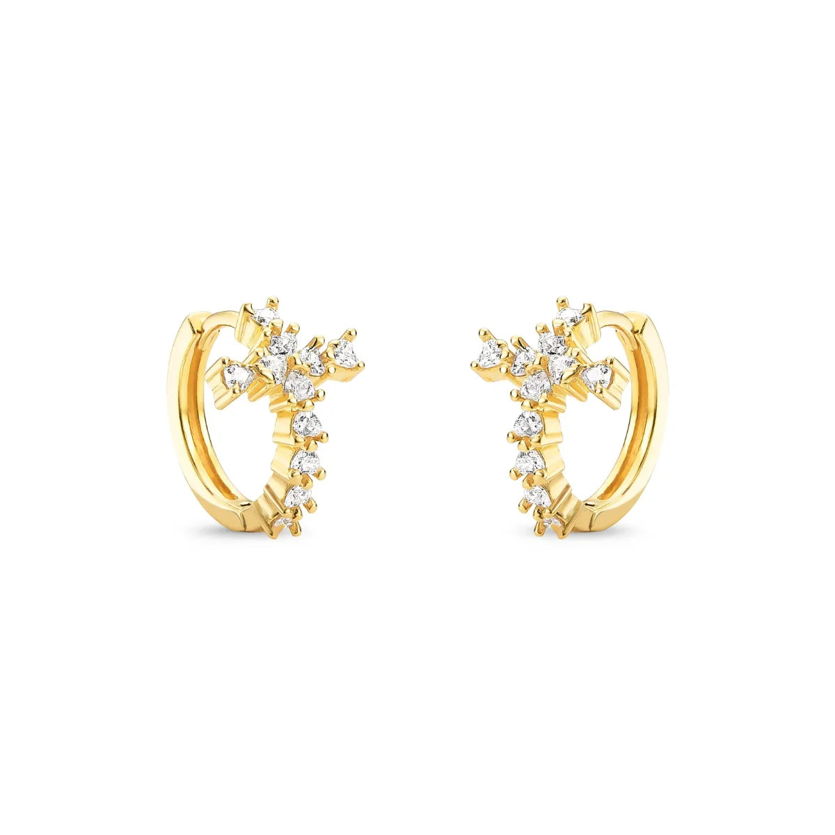 Brinco Cruz Cravejado Banhado a Ouro 18K