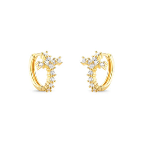 Brinco Cruz Cravejado Banhado a Ouro 18K