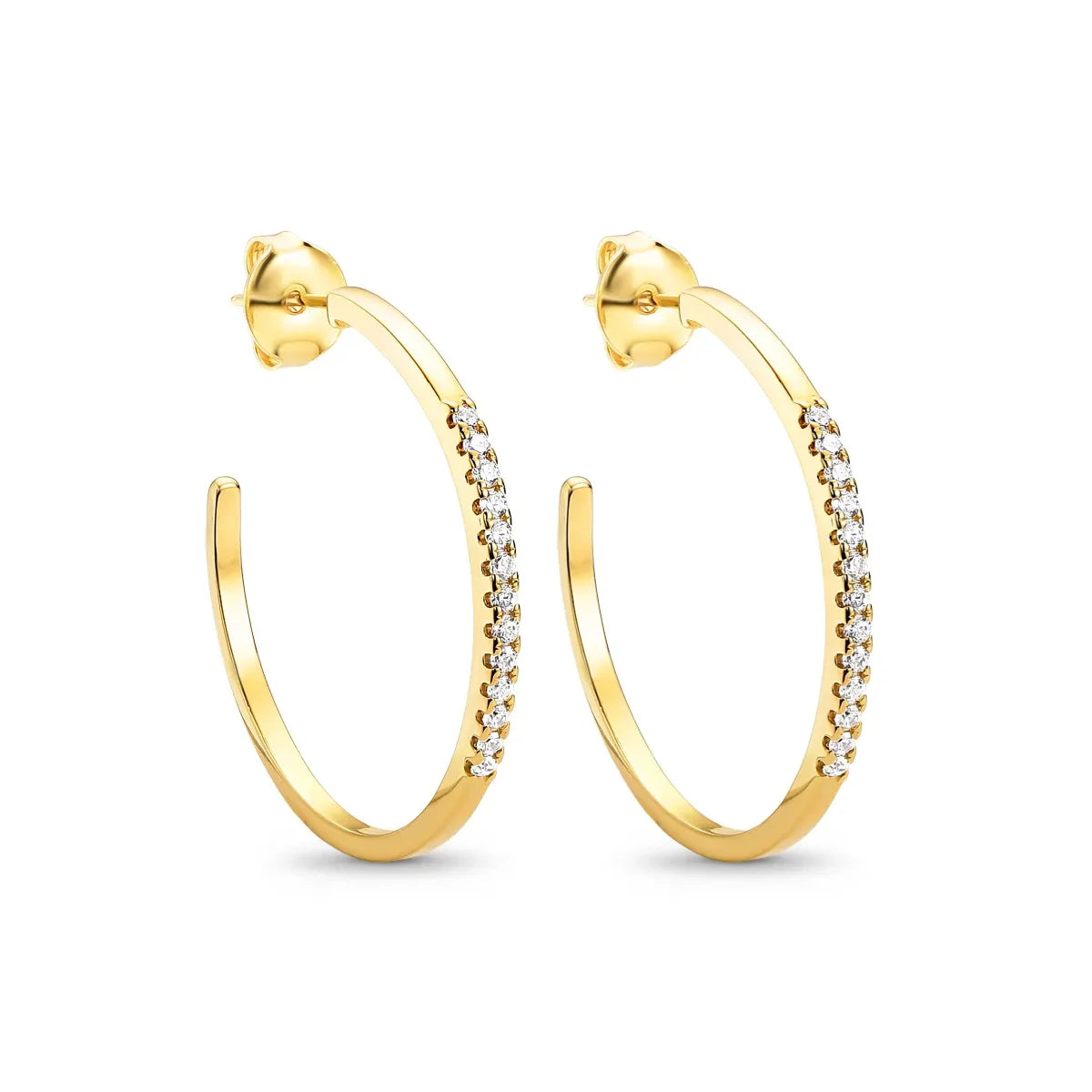 Brinco Argola Cravejado Banhado a Ouro 18K