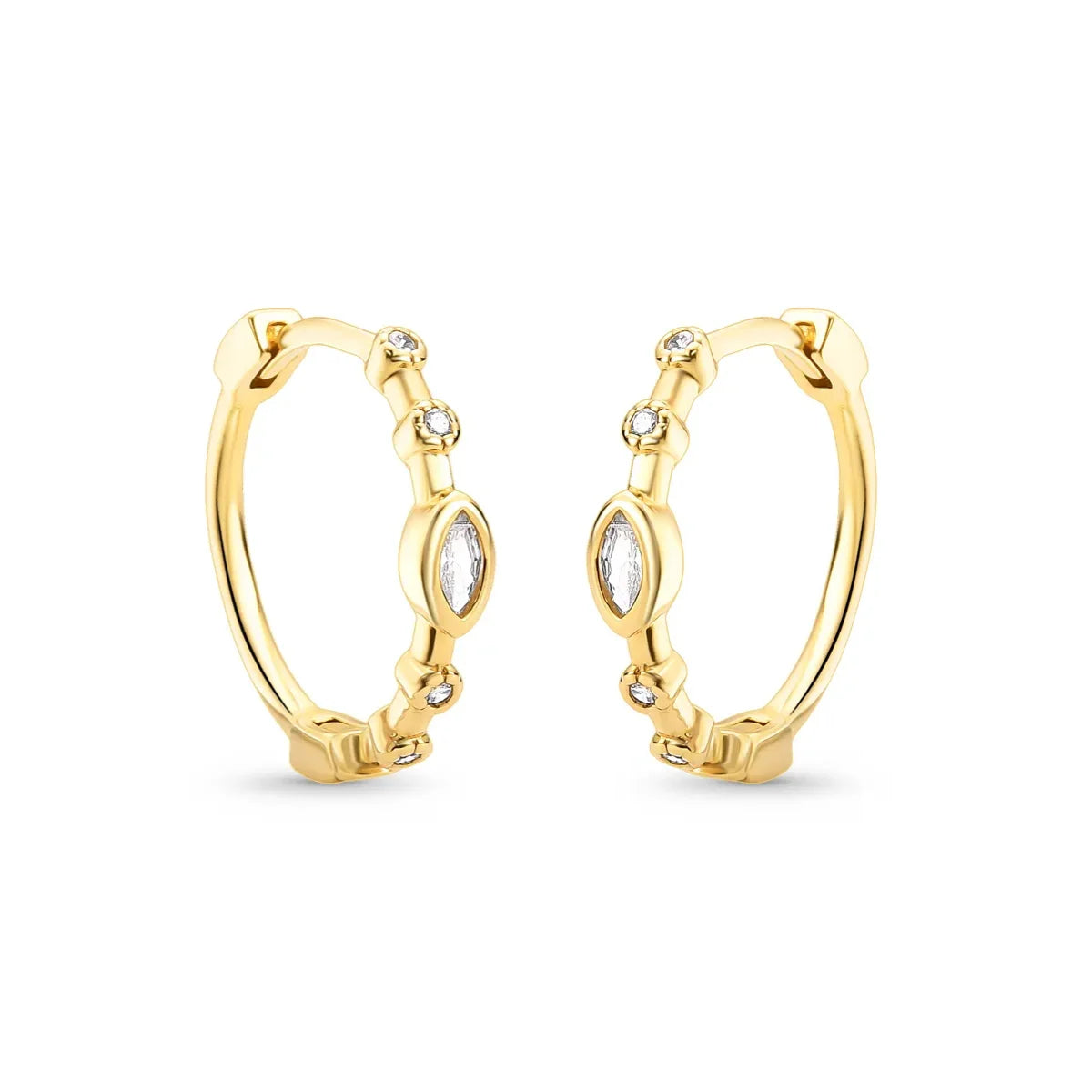 Brinco com Zircônia Central Banhado a Ouro 18K