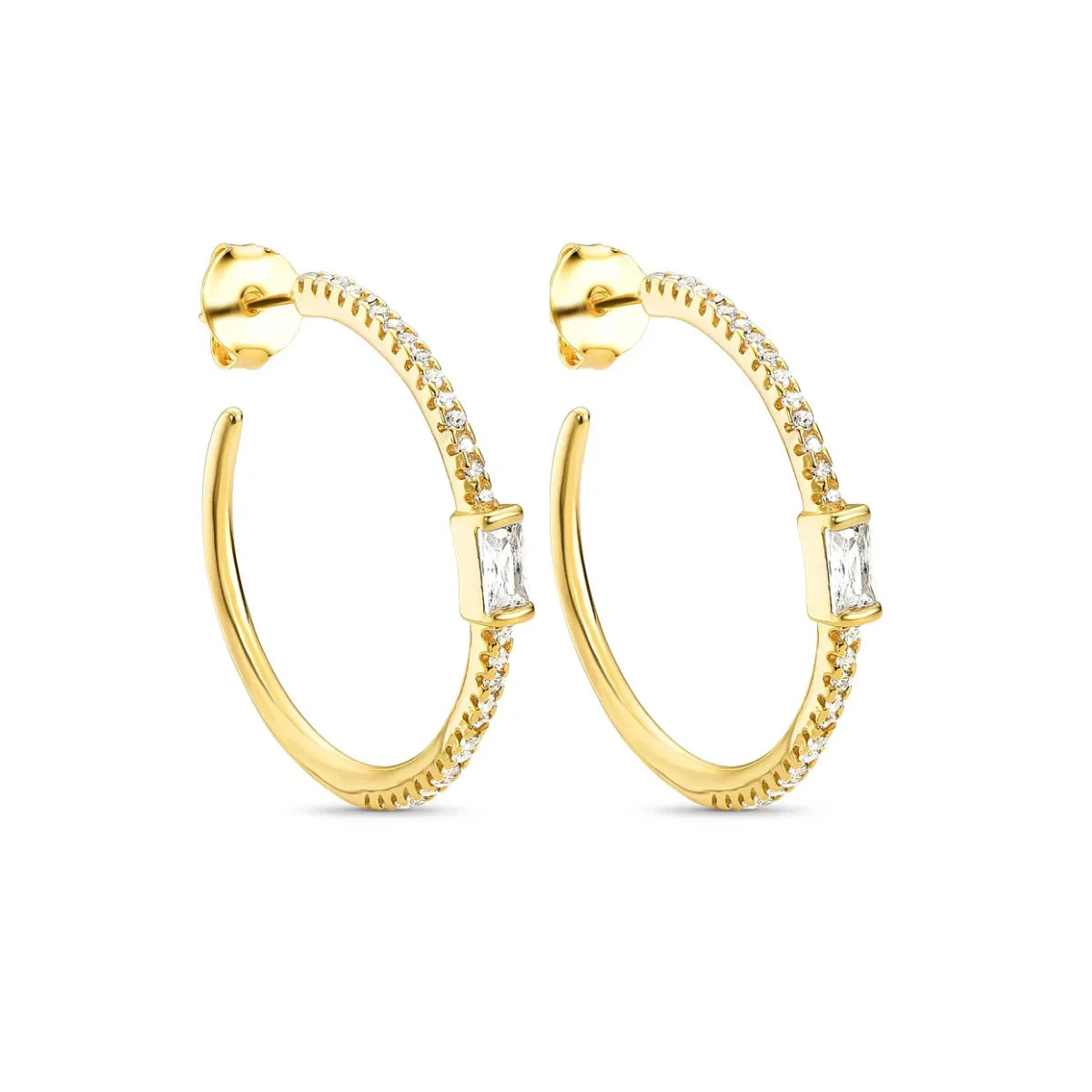 Brinco Argola com Zircônia Central Banhado a Ouro 18K