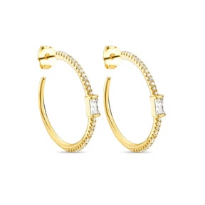 Brinco Argola com Zircônia Central Banhado a Ouro 18K
