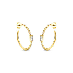 Brinco Argola com Zircônia Central Banhado a Ouro 18K
