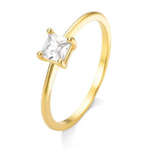 Anel Solitário com Zircônia Banhado a Ouro 18K