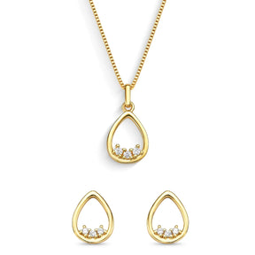 Conjunto Gota Banhado a Ouro 18K