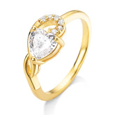 Anel com Zircônia de Coração Banhado a Ouro 18K