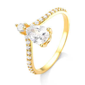 Anel Gota Cravejado Banhado a Ouro 18K