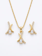 Conjunto Luxo Folhagem Dupla Cravejada Banhado a Ouro 18K + Ganhe Colar Snake de Brinde (Cópia)