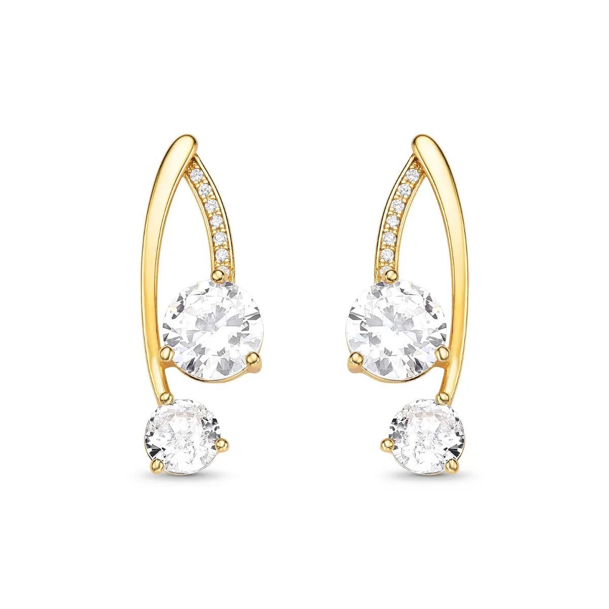 Brinco com Pedras de Zircônias Banhado a Ouro 18K