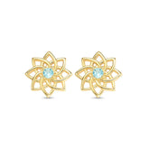 Brinco Flor com Zircônia Verde Banhado a Ouro 18K