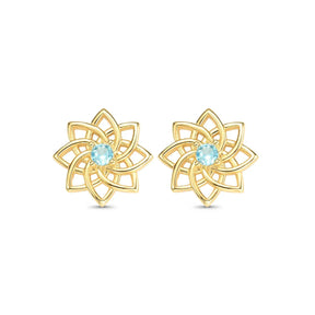 Brinco Flor com Zircônia Verde Banhado a Ouro 18K