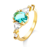 Anel com Zircônia verde Banhado a Ouro 18K