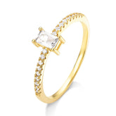 Anel Solitário Cravejado Banhado a Ouro 18K