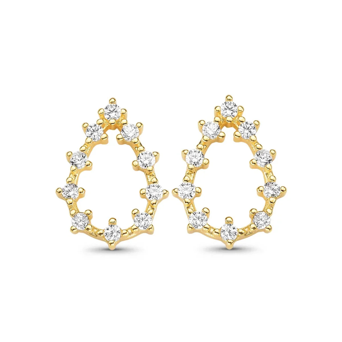 Brinco Gota com Zircônias Banhado a Ouro 18K