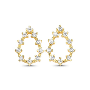 Brinco Gota com Zircônias Banhado a Ouro 18K