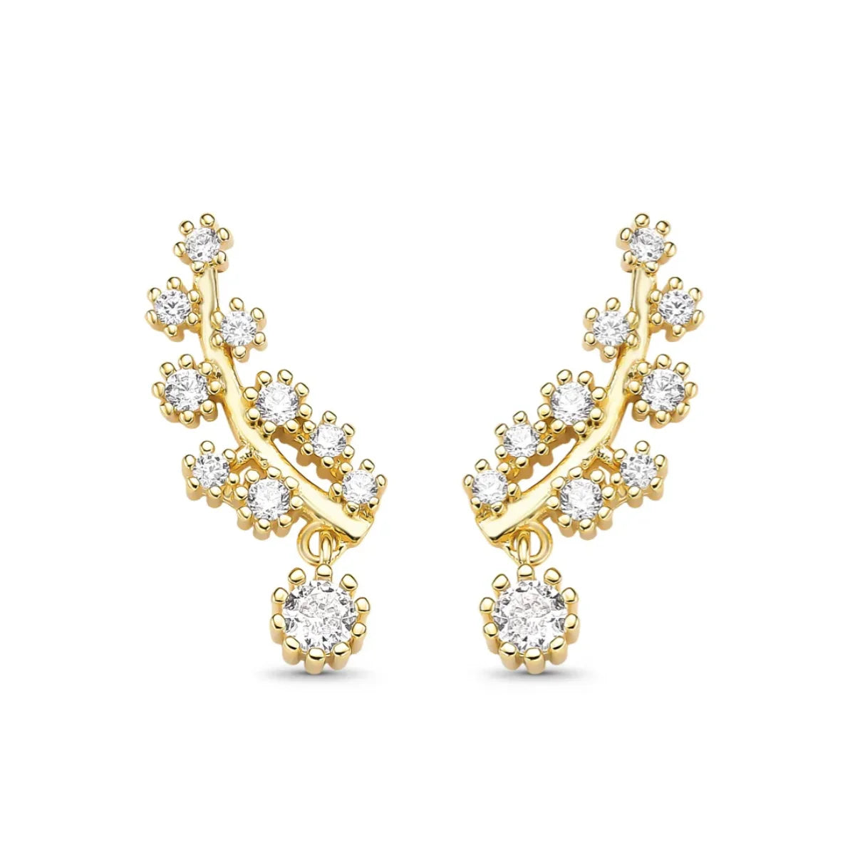 Brinco Ramo de Zircônias Banhado a Ouro 18K