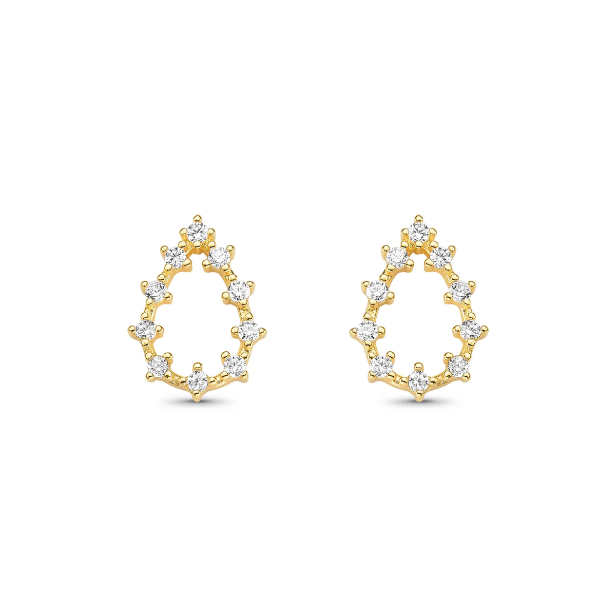 Brinco Gota com Zircônias Banhado a Ouro 18K