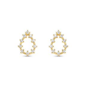 Brinco Gota com Zircônias Banhado a Ouro 18K