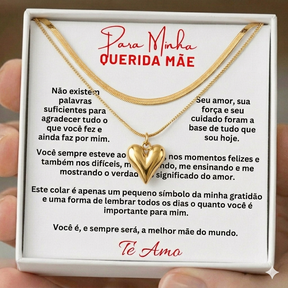 Colar Duplo Malha Italiana e Coração Banhado a Ouro 18k