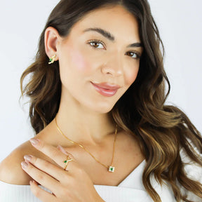 Colar Zircônia Verde Banhado a Ouro 18K
