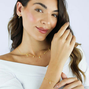 Pulseira Pingentes de Lua Banhado a Ouro 18K