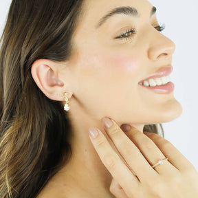 Brinco Gotas de Zircônias Banhado a Ouro 18K