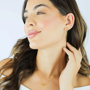 Conjunto Coração com Zircônias Banhado a Ouro 18K