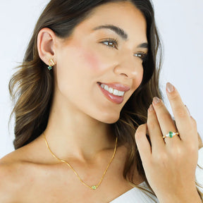 Brinco com Zircônia Verde Banhado a Ouro 18K