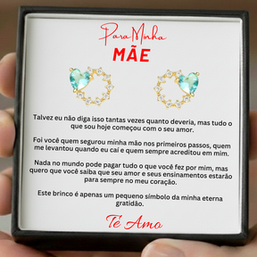 Brincos Coração Ouro 18K com Mensagem + Caixa