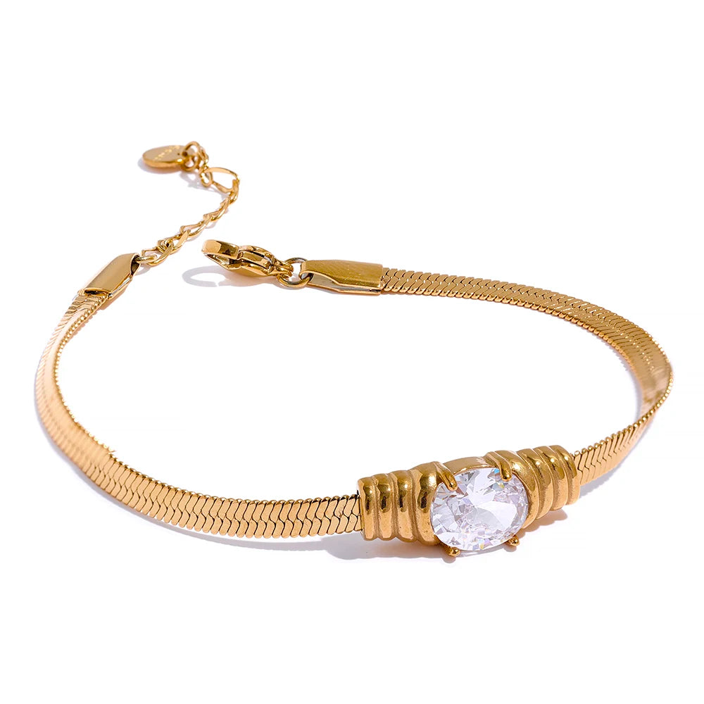 Pulseira Malha Italiana Gold com Ponto de Luz em Zircônia Luxo