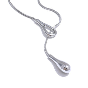 Colar Gravatinha Nó com Pingente de Gota em Aço Inoxidável Premium 316L - Banhado a Ouro 18k