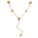 Colar Gravatinha com Pingentes de Coração Banhado a Ouro 18k - Aço Premium que Não Escurece