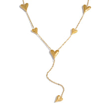 Colar Gravatinha com Pingentes de Coração Banhado a Ouro 18k - Aço Premium que Não Escurece