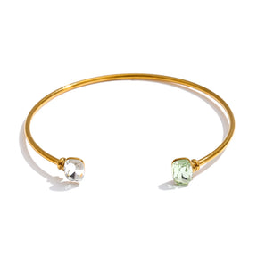 Bracelete Aberto com Pedras de Zircônia Banhado a Ouro 18k - Aço Premium à Prova d'Água