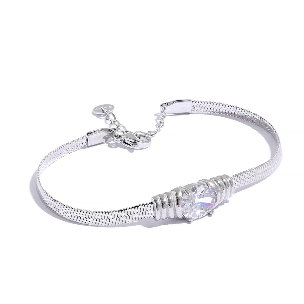 Pulseira Malha Italiana Gold com Ponto de Luz em Zircônia Luxo